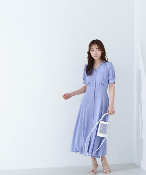 NATURAL BEAUTY BASIC（ナチュラルビューティーベーシック）の「◇シャツカラーサッカーワンピース（シャツワンピース・レディース・ブルー/ブラック/オフホワイト・MEDIUM/SMALL/P/S）」の3枚目の写真