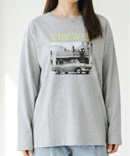 Per sist ence(パーシエンス)の「綿天竺フォトプリントロンT(Tシャツ/カットソー・レディース・ブラック/オフホワイト/杢グレー・FREE)」の3枚目の写真