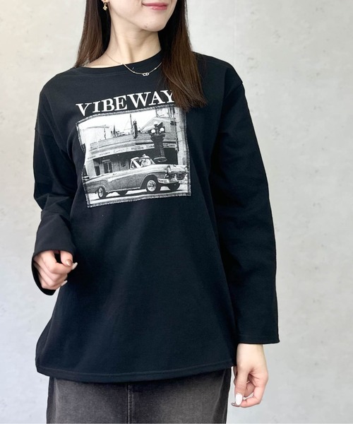 Per sist ence(パーシエンス)の「綿天竺フォトプリントロンT(Tシャツ/カットソー・レディース・ブラック/オフホワイト/杢グレー・FREE)」の2枚目の写真