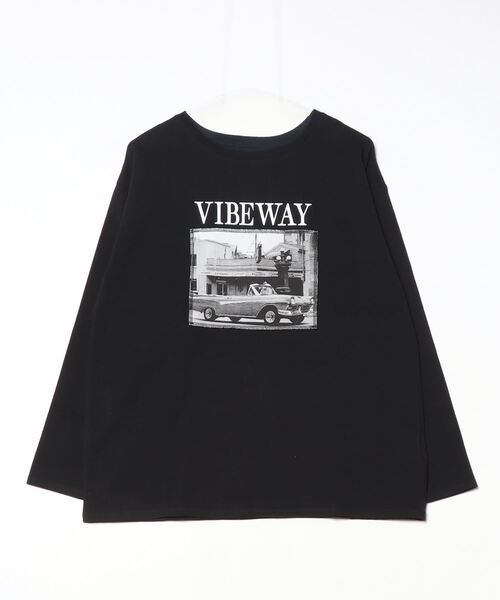 Per sist ence(パーシエンス)の「綿天竺フォトプリントロンT(Tシャツ/カットソー・レディース・ブラック/オフホワイト/杢グレー・FREE)」の9枚目の写真
