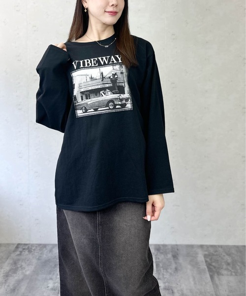 Per sist ence(パーシエンス)の「綿天竺フォトプリントロンT(Tシャツ/カットソー・レディース・ブラック/オフホワイト/杢グレー・FREE)」の12枚目の写真
