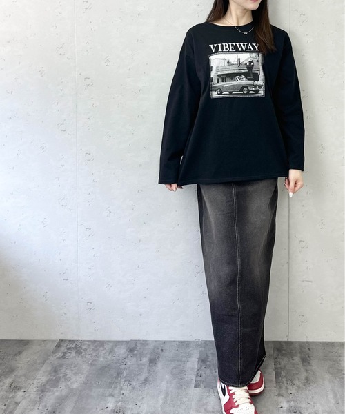 Per sist ence(パーシエンス)の「綿天竺フォトプリントロンT(Tシャツ/カットソー・レディース・ブラック/オフホワイト/杢グレー・FREE)」の10枚目の写真