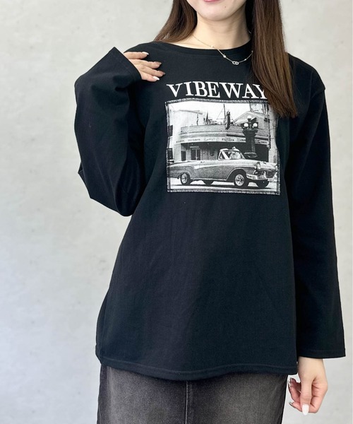 Per sist ence(パーシエンス)の「綿天竺フォトプリントロンT(Tシャツ/カットソー・レディース・ブラック/オフホワイト/杢グレー・FREE)」の13枚目の写真