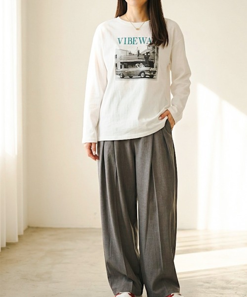 Per sist ence(パーシエンス)の「綿天竺フォトプリントロンT(Tシャツ/カットソー・レディース・ブラック/オフホワイト/杢グレー・FREE)」の8枚目の写真