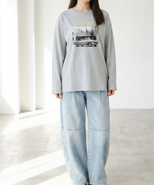 Per sist ence(パーシエンス)の「綿天竺フォトプリントロンT(Tシャツ/カットソー・レディース・ブラック/オフホワイト/杢グレー・FREE)」の5枚目の写真