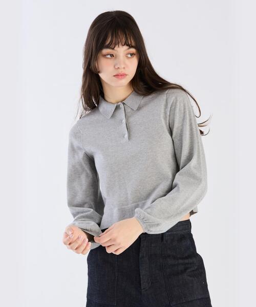 To b. by agnes b.(トゥービーバイアニエスベー)の「ラメニットポロ(ニット/セーター・レディース・グレー系その他・FREE)」の1枚目の写真