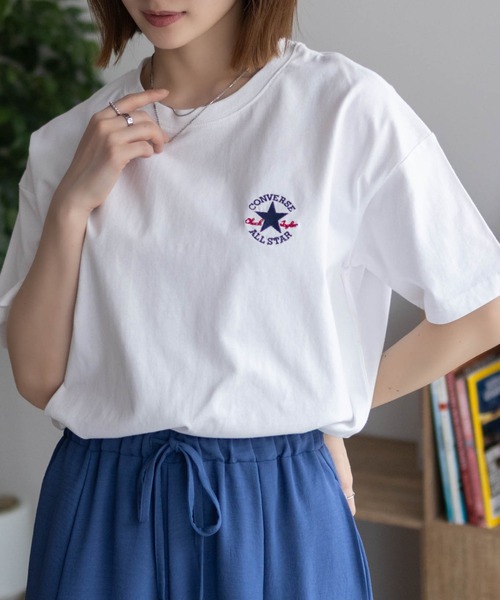 CONVERSE(コンバース)の「CONVERSE ワンポイントパッチ刺繍Tシャツ(Tシャツ/カットソー・レディース・イエロー/パープル/ホワイト/チャコールグレー・M/L)」の16枚目の写真