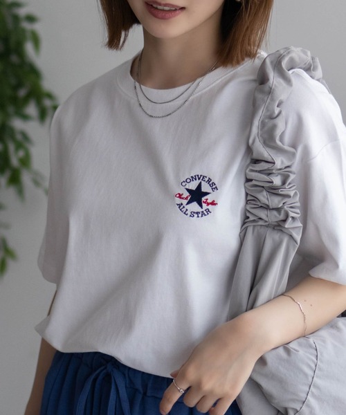 CONVERSE(コンバース)の「CONVERSE ワンポイントパッチ刺繍Tシャツ(Tシャツ/カットソー・レディース・イエロー/パープル/ホワイト/チャコールグレー・M/L)」の18枚目の写真