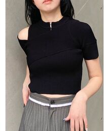 MURUA | ワンサイドオフショルジップニット(ニット/セーター)