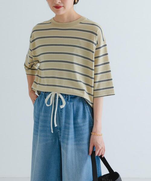 URBAN RESEARCH(アーバンリサーチ)の「new basic マルチボーダーニットTシャツ(Tシャツ/カットソー・レディース・ベージュ/ブラウン・FREE)」の16枚目の写真