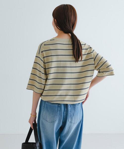 URBAN RESEARCH(アーバンリサーチ)の「new basic マルチボーダーニットTシャツ(Tシャツ/カットソー・レディース・ベージュ/ブラウン・FREE)」の4枚目の写真