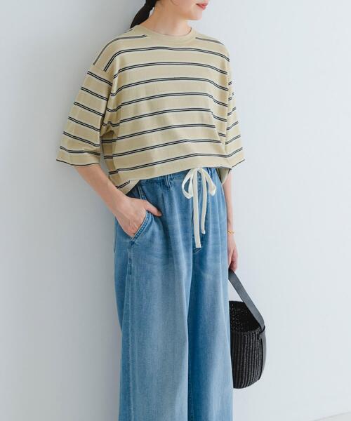 URBAN RESEARCH(アーバンリサーチ)の「new basic マルチボーダーニットTシャツ(Tシャツ/カットソー・レディース・ベージュ/ブラウン・FREE)」の6枚目の写真