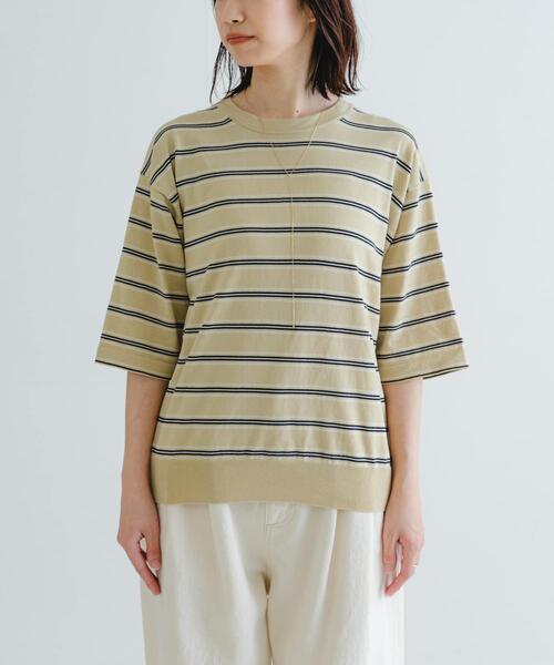 URBAN RESEARCH(アーバンリサーチ)の「new basic マルチボーダーニットTシャツ(Tシャツ/カットソー・レディース・ベージュ/ブラウン・FREE)」の9枚目の写真