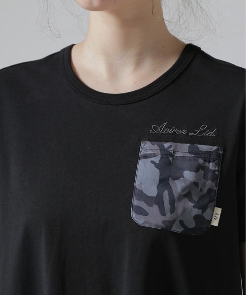 AVIREX(アヴィレックス)の「BACK FLARE SATIN CAMO COMBI ONE PIECE/バックフレアーサテンカモコンビワンピース(ワンピース・レディース・ベージュ/ブラック/オリーブ・S/M/L)」の9枚目の写真