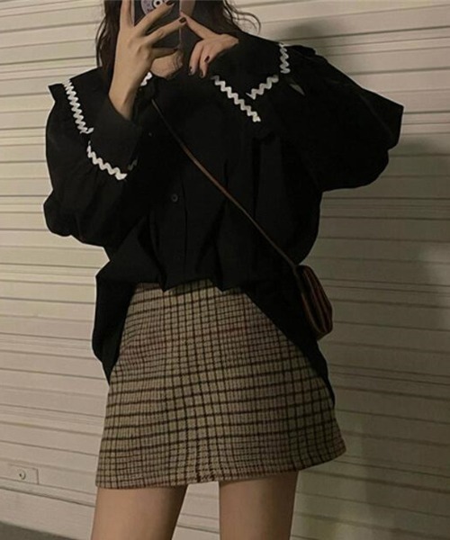 paravion（パラビオン）の「大襟配色シャツ（シャツ/ブラウス・レディース・ホワイト/その他/ブラック・FREE）」の15枚目の写真