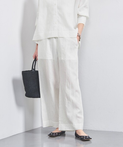 UNITED ARROWS（ユナイテッドアローズ）の「リネン パッチポケット イージーパンツ WHITE/YELLOW（その他パンツ・レディース・ホワイト/イエロー・34/36/38）」の2枚目の写真
