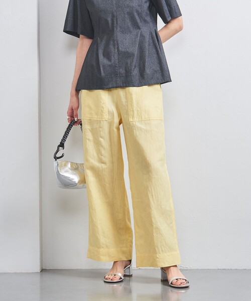 UNITED ARROWS（ユナイテッドアローズ）の「リネン パッチポケット イージーパンツ WHITE/YELLOW（その他パンツ・レディース・ホワイト/イエロー・34/36/38）」の4枚目の写真