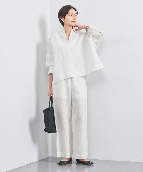 UNITED ARROWS（ユナイテッドアローズ）の「リネン パッチポケット イージーパンツ WHITE/YELLOW（その他パンツ・レディース・ホワイト/イエロー・34/36/38）」の6枚目の写真