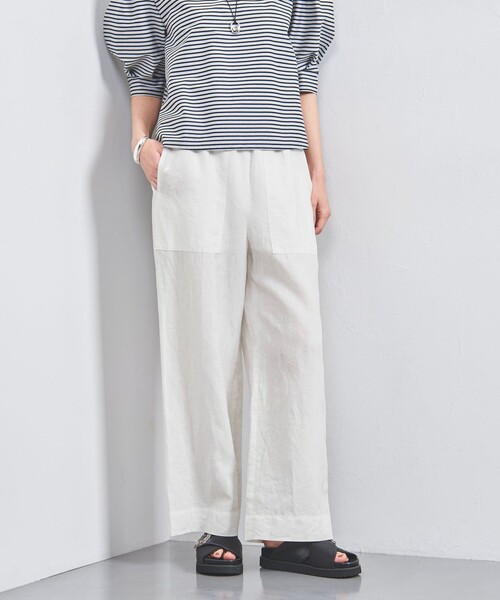 UNITED ARROWS（ユナイテッドアローズ）の「リネン パッチポケット イージーパンツ WHITE/YELLOW（その他パンツ・レディース・ホワイト/イエロー・34/36/38）」の7枚目の写真