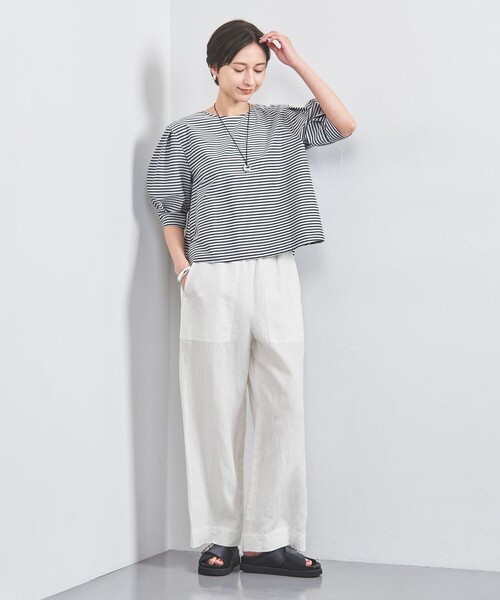 UNITED ARROWS（ユナイテッドアローズ）の「リネン パッチポケット イージーパンツ WHITE/YELLOW（その他パンツ・レディース・ホワイト/イエロー・34/36/38）」の8枚目の写真