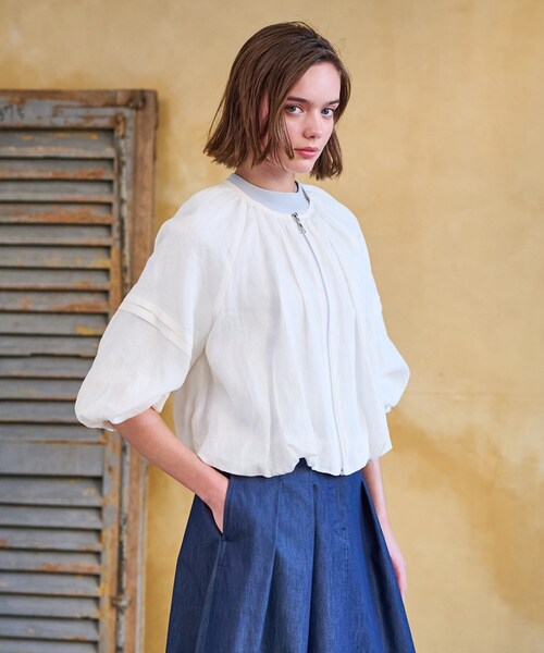 DRESSTERIOR(ドレステリア)の「【洗える/リネン100%】ウォッシャブルペーパーリネンブルゾン(ブルゾン・レディース・オフホワイト/ブラック/ライトパープル・34/36/38)」の6枚目の写真