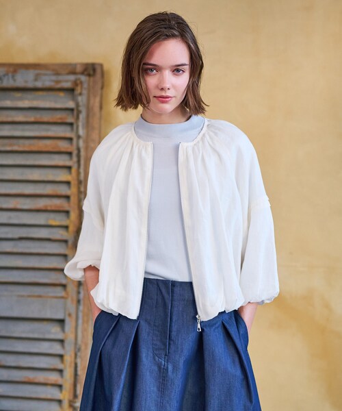 DRESSTERIOR(ドレステリア)の「【洗える/リネン100%】ウォッシャブルペーパーリネンブルゾン(ブルゾン・レディース・オフホワイト/ブラック/ライトパープル・34/36/38)」の7枚目の写真