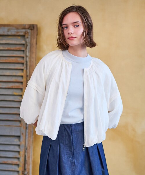 DRESSTERIOR(ドレステリア)の「【洗える/リネン100%】ウォッシャブルペーパーリネンブルゾン(ブルゾン・レディース・オフホワイト/ブラック/ライトパープル・34/36/38)」の8枚目の写真