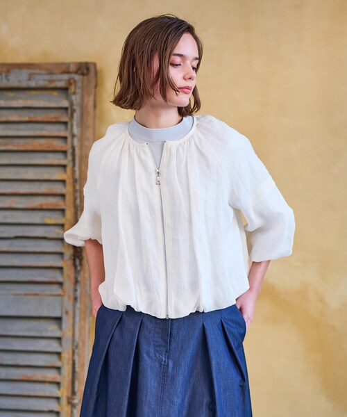 DRESSTERIOR(ドレステリア)の「【洗える/リネン100%】ウォッシャブルペーパーリネンブルゾン(ブルゾン・レディース・オフホワイト/ブラック/ライトパープル・34/36/38)」の9枚目の写真