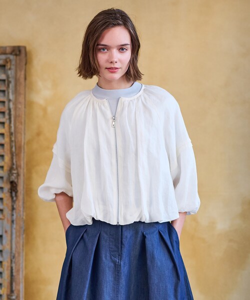 DRESSTERIOR(ドレステリア)の「【洗える/リネン100%】ウォッシャブルペーパーリネンブルゾン(ブルゾン・レディース・オフホワイト/ブラック/ライトパープル・34/36/38)」の13枚目の写真