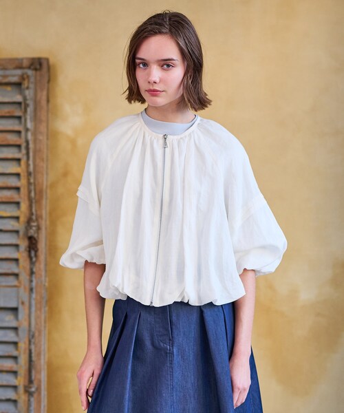 DRESSTERIOR(ドレステリア)の「【洗える/リネン100%】ウォッシャブルペーパーリネンブルゾン(ブルゾン・レディース・オフホワイト/ブラック/ライトパープル・34/36/38)」の14枚目の写真