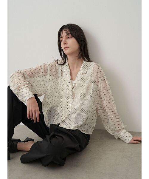 ELENDEEK(エレンディーク)の「ドットシアーシャツ【セットアップ対応】(シャツ/ブラウス・レディース・オフホワイト/ブラック・FREE)」の3枚目の写真