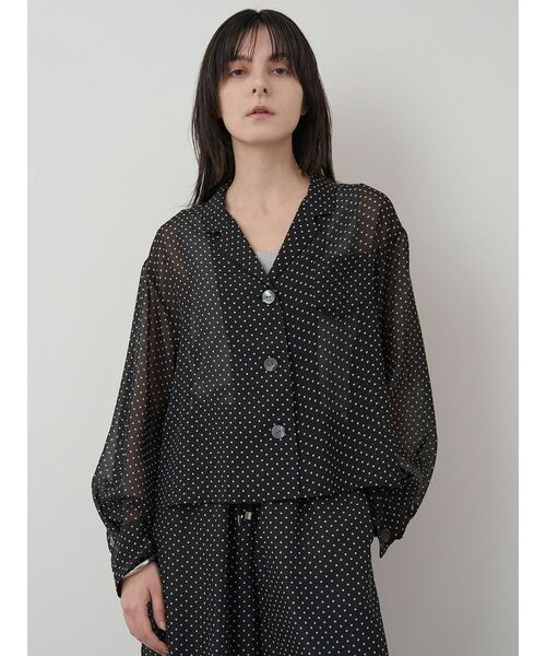 ELENDEEK(エレンディーク)の「ドットシアーシャツ【セットアップ対応】(シャツ/ブラウス・レディース・オフホワイト/ブラック・FREE)」の6枚目の写真