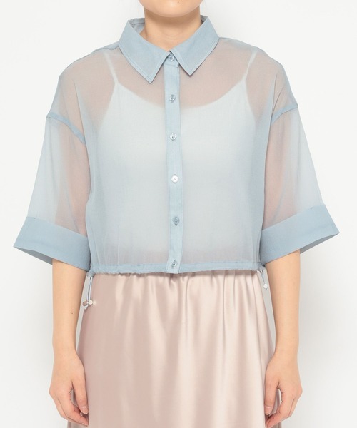 mysty woman（ミスティウーマン）の「ワイドスリーブ裾ドロストシャツ  315434（シャツ/ブラウス・レディース・ライトベージュ/ライトブルー/ブラック・FREE）」の10枚目の写真