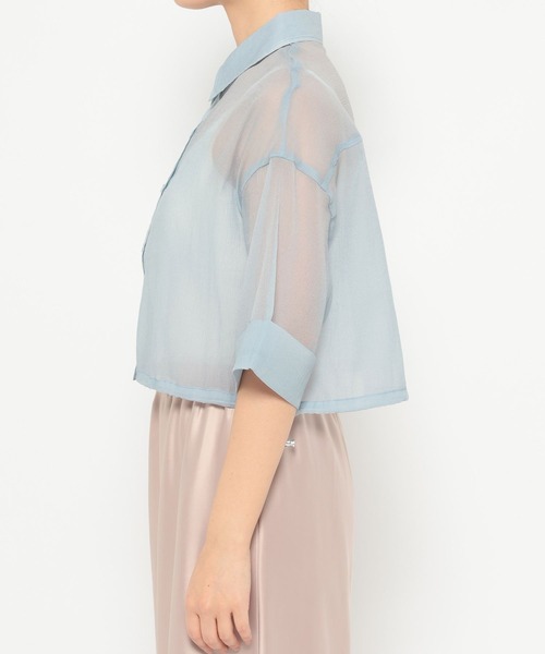 mysty woman（ミスティウーマン）の「ワイドスリーブ裾ドロストシャツ  315434（シャツ/ブラウス・レディース・ライトベージュ/ライトブルー/ブラック・FREE）」の11枚目の写真