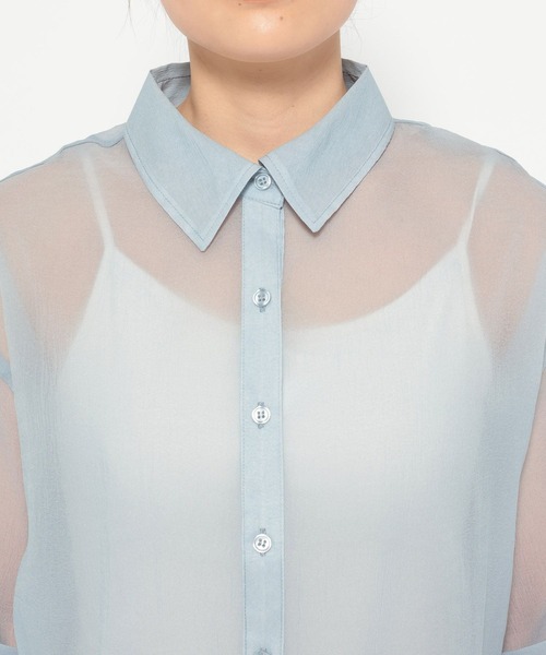 mysty woman（ミスティウーマン）の「ワイドスリーブ裾ドロストシャツ  315434（シャツ/ブラウス・レディース・ライトベージュ/ライトブルー/ブラック・FREE）」の13枚目の写真