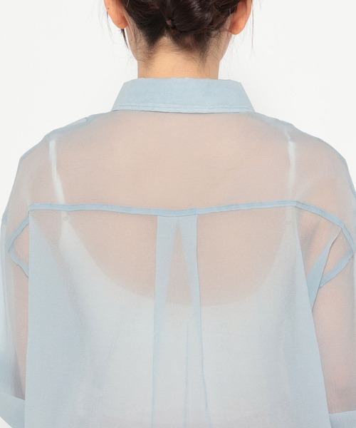 mysty woman（ミスティウーマン）の「ワイドスリーブ裾ドロストシャツ  315434（シャツ/ブラウス・レディース・ライトベージュ/ライトブルー/ブラック・FREE）」の16枚目の写真