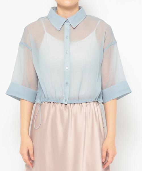 mysty woman（ミスティウーマン）の「ワイドスリーブ裾ドロストシャツ  315434（シャツ/ブラウス・レディース・ライトベージュ/ライトブルー/ブラック・FREE）」の17枚目の写真