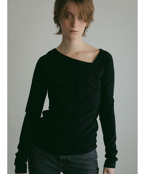 HER.（ハー）の「アシメネックカットソー（Tシャツ/カットソー・レディース・ブラック/オフホワイト・フリー）」の3枚目の写真
