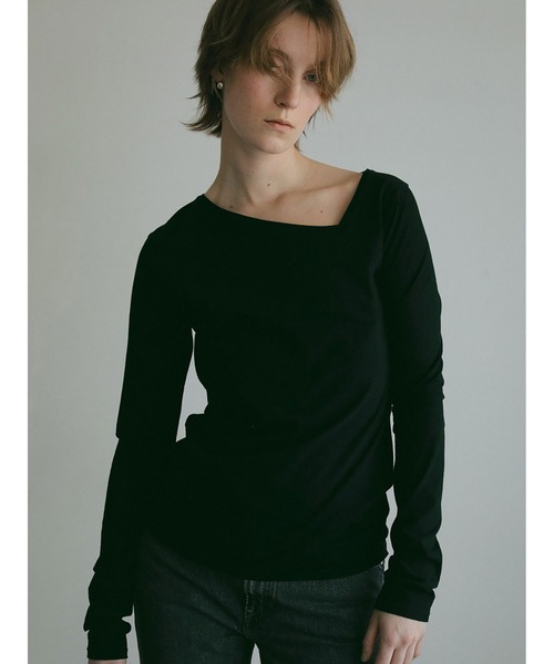 HER.（ハー）の「アシメネックカットソー（Tシャツ/カットソー・レディース・ブラック/オフホワイト・フリー）」の4枚目の写真