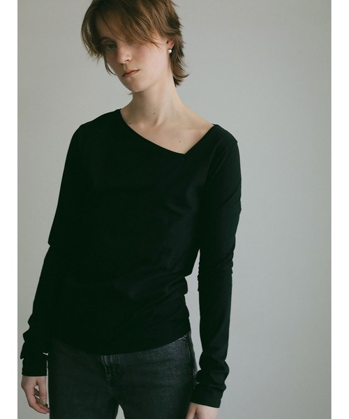 HER.（ハー）の「アシメネックカットソー（Tシャツ/カットソー・レディース・ブラック/オフホワイト・フリー）」の5枚目の写真