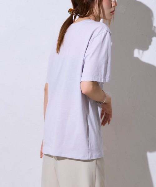 TRIANGLE PALETTE(トライアングルパレット)の「ヴィンテージ風カレッジロゴ スーピマ半袖Tシャツ(Tシャツ/カットソー・レディース・ブルー系その他/ブラック/アイボリー・FREE)」の16枚目の写真