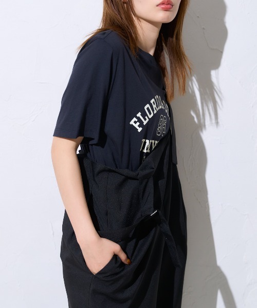 TRIANGLE PALETTE(トライアングルパレット)の「ヴィンテージ風カレッジロゴ スーピマ半袖Tシャツ(Tシャツ/カットソー・レディース・ブルー系その他/ブラック/アイボリー・FREE)」の10枚目の写真