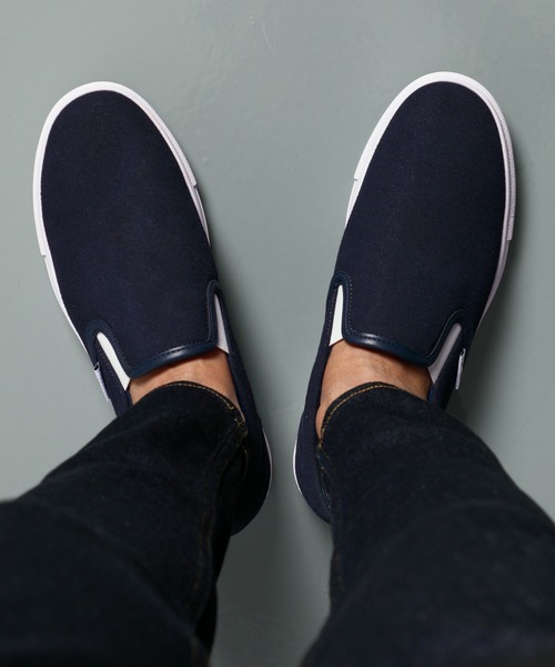 The DUFFER of ST.GEORGE(ザダファーオブセントジョージ)の「DUFFER ORIGINAL SLIP-ON SNEAKERS:DUFFERオリジナル スリッポン スニーカー(スニーカー・メンズ・ネイビー/ライトブルー/アイボリー・SMALL/MEDIUM/LARGE/X-LARGE)」の3枚目の写真