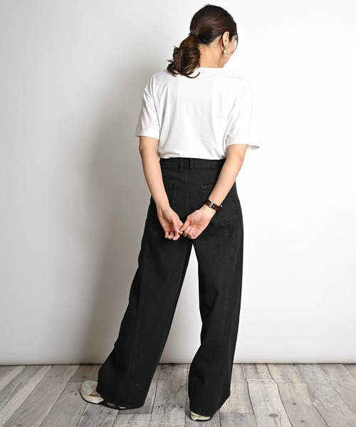 MARAI(マーライ)の「デニムワイドパンツ ジーパン(デニムパンツ・レディース・ブルーパープル/グレー/ブラック・フリー)」の4枚目の写真