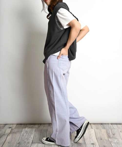 MARAI(マーライ)の「デニムワイドパンツ ジーパン(デニムパンツ・レディース・ブルーパープル/グレー/ブラック・フリー)」の13枚目の写真