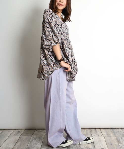 MARAI(マーライ)の「デニムワイドパンツ ジーパン(デニムパンツ・レディース・ブルーパープル/グレー/ブラック・フリー)」の15枚目の写真