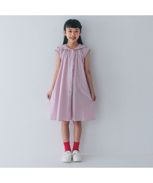 NHT(エヌエイチティー)の「エヌエイチティー セーラーノースリーブワンピース(ワンピース・キッズ・ラベンダー/レッド/ブルー/ミント・120cm/130cm/160cm/140cm/110cm/150cm)」の3枚目の写真
