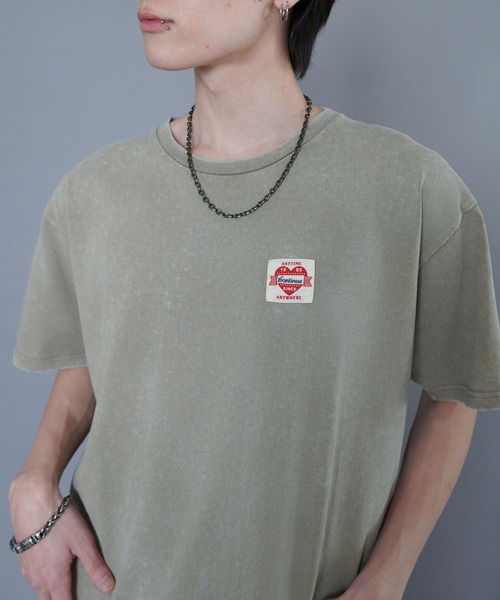 SPINNS（スピンズ）の「短丈サイズが新登場◎ピグメントワンポイントTシャツ/ハートロゴ（Tシャツ/カットソー・メンズ・カーキ系/アイボリー/ブラウン系その他/杢グレー/ブラック系その他/ブラウン系その他2/ブラック系その他2/カーキ系1・ONESIZE/M）」の7枚目の写真