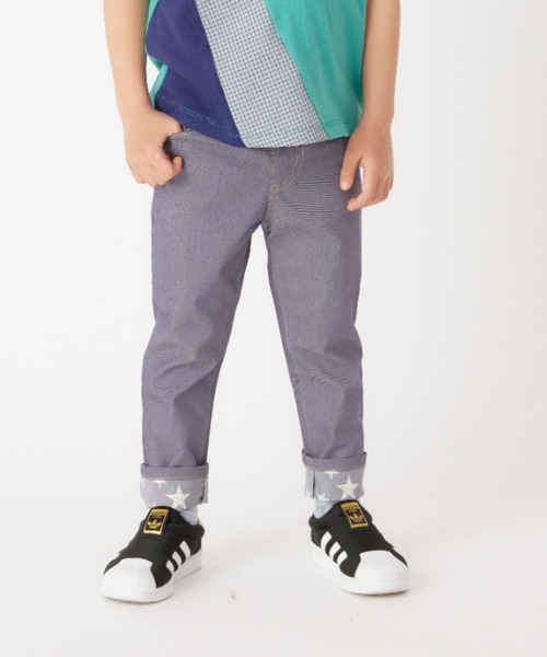 HAKKA KIDS(ハッカキッズ)の「シャリ感ストレッチスリムパンツ(その他パンツ・キッズ・サックスブルー/カーキ/ネイビー・110cm/120cm/130cm/100cm)」の2枚目の写真