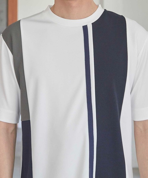 UNION STATION（ユニオンステーション）の「パネル切り替え 異素材コンビクルーネックＴ（Tシャツ/カットソー・メンズ・ホワイト/ブラック/ホワイト系その他・M/L/LL）」の19枚目の写真